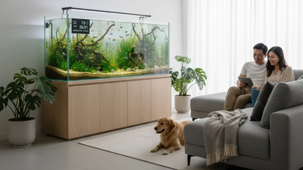 Smart no water change aquarium systems malaysia with lush aquascaping in Kuala Lumpur condo